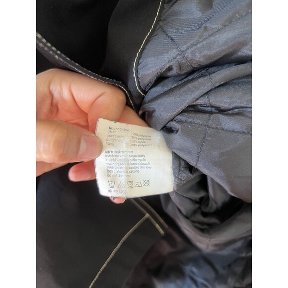 ESPRIT Black Short Trench Long Sleeve Pea Coat Lined Formal Large Women - Picture 4 of 8